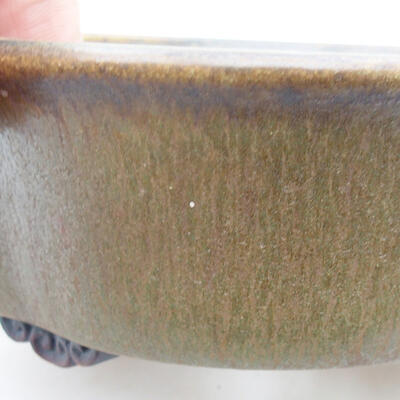 Bonsaischale aus Keramik 14 x 13 x 5 cm, Farbe grün-braun - 2
