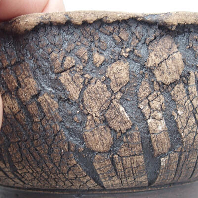 Bonsaischale aus Keramik 15,5 x 15,5 x 7 cm, Farbe rissig - 2