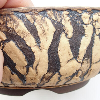 Bonsaischale aus Keramik 16 x 16 x 6,5 cm, Farbe Riss schwarz - 2