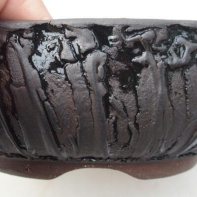 Bonsaischale aus Keramik 15,5 x 15,5 x 6 cm, Riss schwarz - 2