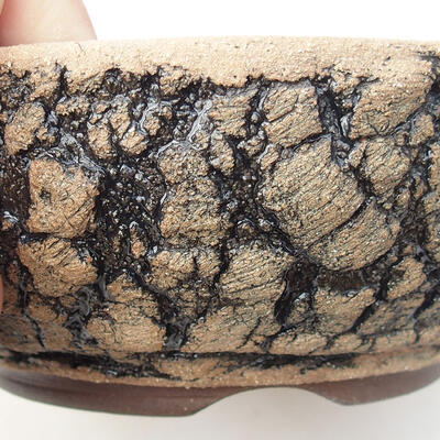 Bonsaischale aus Keramik 14,5 x 14,5 x 6 cm, Riss schwarz - 2