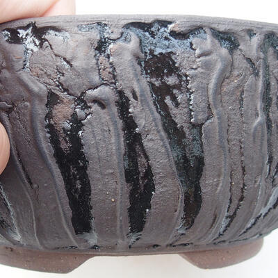 Bonsaischale aus Keramik 16 x 16 x 7 cm, Riss schwarz - 2