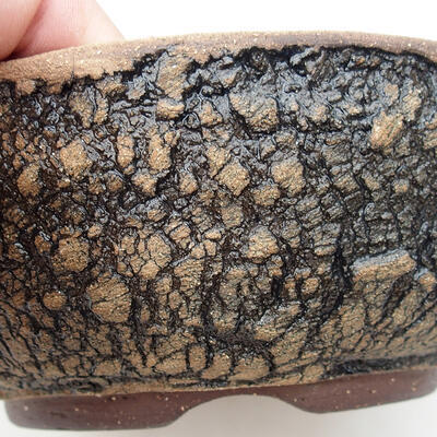 Bonsaischale aus Keramik 17,5 x 17,5 x 6,5 cm, Riss schwarz - 2
