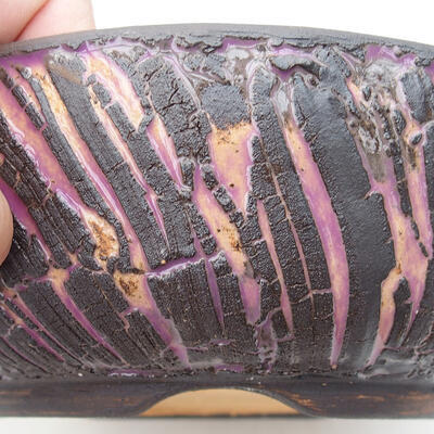 Bonsaischale aus Keramik 17,5 x 17,5 x 6 cm, rissige lila Farbe - 2