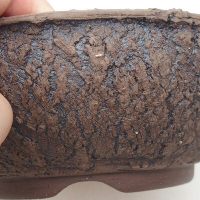 Keramik-Bonsaischale 19 x 19 x 6,5 cm, rissig schwarz - 2