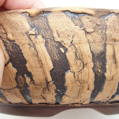 Bonsaischale aus Keramik 19,5 x 19,5 x 6 cm, rissige Farbe - 2