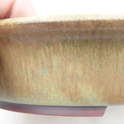 Bonsaischale aus Keramik 24 x 21,5 x 5,5 cm, Farbe braun-grün - 2