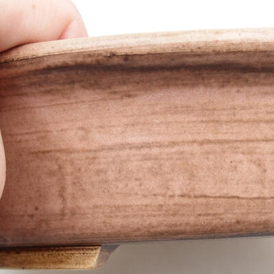 Bonsaischale aus Keramik 24 x 21,5 x 5,5 cm, Farbe braun-rosa - 2