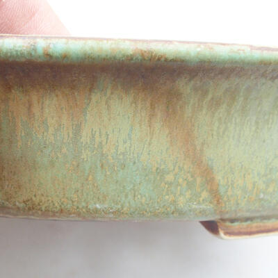 Bonsaischale aus Keramik 19,5 x 17 x 5,5 cm, Farbe braun-grün - 2