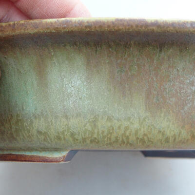 Bonsaischale aus Keramik 18,5 x 16,5 x 5 cm, Farbe grün-braun - 2