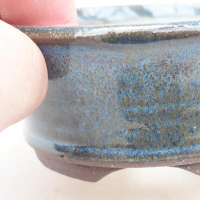 Keramische Bonsai-Schale 9 x 9 x 3,5 cm, Farbe blau - 2