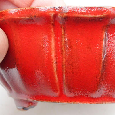 Bonsaischale aus Keramik 10,5 x 10,5 x 4,5 cm, Farbe rot - 2