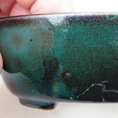 Keramik-Bonsaischale 9 x 7,5 x 3,5 cm, Farbe grün-schwarz - 2
