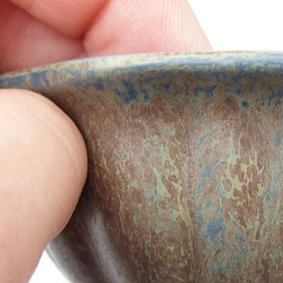 Bonsaischale aus Keramik 8 x 8 x 4,5 cm, Farbe braun-blau - 2