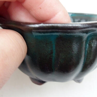 Bonsaischale aus Keramik 8 x 8 x 4,5 cm, Farbe grün - 2