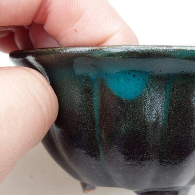 Bonsaischale aus Keramik 8 x 8 x 4,5 cm, Farbe grün - 2