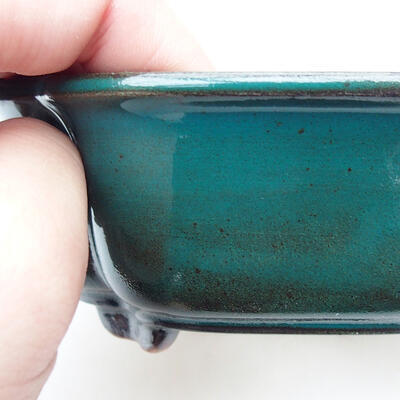 Bonsaischale aus Keramik 12,5 x 9,5 x 5 cm, Farbe grün - 2