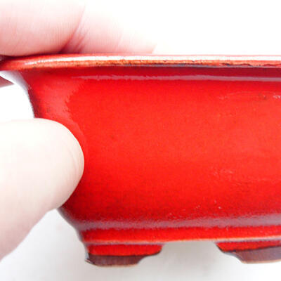 Bonsaischale aus Keramik 9 x 9 x 5,5 cm, Farbe rot - 2