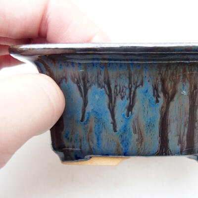 Keramik-Bonsaischale 11 x 9 x 4,5 cm, blau-schwarze Farbe - 2
