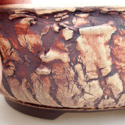 Bonsaischale aus Keramik 17 x 17 x 6,5 cm, Farbe rissig - 2
