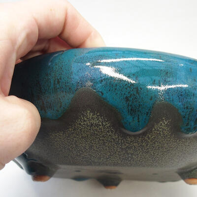 Keramik-Bonsaischale 19 x 19 x 7 cm, Farbe grün - 2