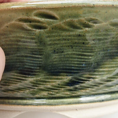 Bonsaischale aus Keramik 17 x 17 x 6 cm, Farbe grün - 2
