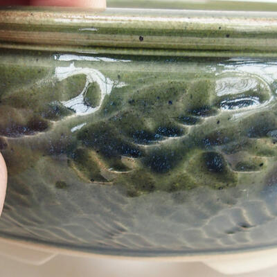 Bonsaischale aus Keramik 18,5 x 18,5 x 7 cm, Farbe grün - 2
