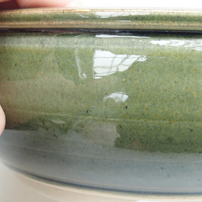 Bonsaischale aus Keramik 19,5 x 19,5 x 7 cm, Farbe grün - 2