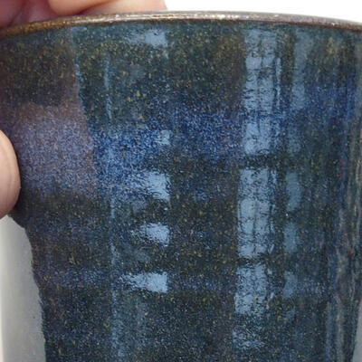 Bonsaischale aus Keramik 8 x 8 x 10,5 cm, Farbe blau-grün - 2