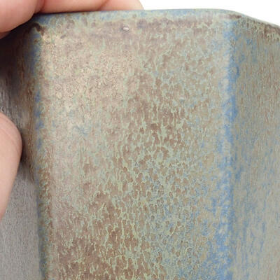 Bonsaischale aus Keramik 8,5 x 8,5 x 14,5 cm, Farbe blau-braun - 2
