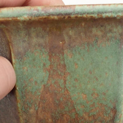 Bonsaischale aus Keramik 10,5 x 11,5 x 8 cm, Farbe grün-braun - 2