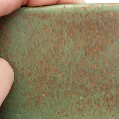 Bonsaischale aus Keramik 10,5 x 10,5 x 8,5 cm, Farbe grün-braun - 2