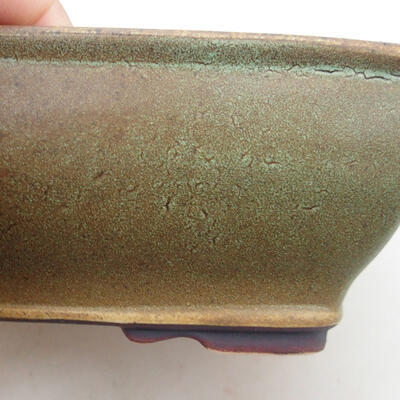 Keramik-Bonsaischale 12 x 15 x 6 cm, Farbe grün-braun - 2