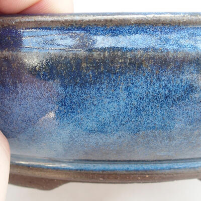 Bonsaischale aus Keramik 19 x 19 x 6 cm, Farbe blau - 2