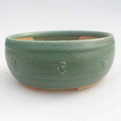 Keramik Bonsaischale 12 x 12 x 4 cm, Farbe grün - 2