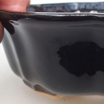 Bonsaischale aus Keramik H 06 - 14,5 x 14,5 x 4,5 cm, schwarz glänzend - 2