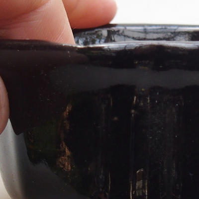Keramik Bonsai Schüssel H 95 - 7 x 7 x 4,5 cm, schwarz glänzend - 2