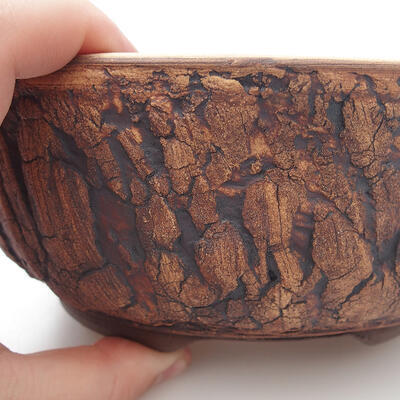 Keramik-Bonsaischale 17 x 17 x 7 cm, Farbe rissig - 2