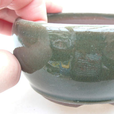 Keramische Bonsai-Schale 9 x 9 x 5 cm, Farbe grün - 2