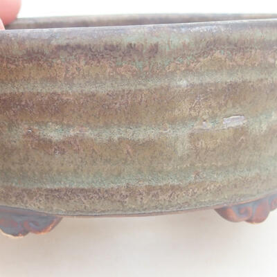 Keramische Bonsai-Schale 10,5 x 9 x 4,5 cm, Farbe braun-grün - 2