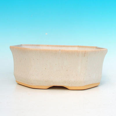Keramik Bonsai Schüssel H 14 - 17,5 x 17,5 x 6,5 cm, beige  - 2