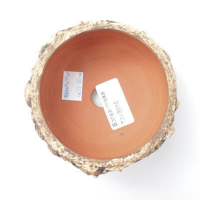 Keramik-Bonsaischale 9,5 x 9,5 x 5,5 cm, Farbe braun - 3