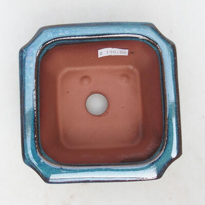 Bonsaischale aus Keramik 10,5 x 10,5 x 7,5 cm, Farbe blau - 3