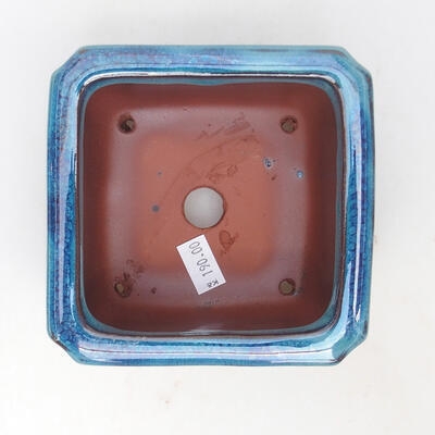 Bonsaischale aus Keramik 11 x 11 x 7,5 cm, Farbe blau - 3