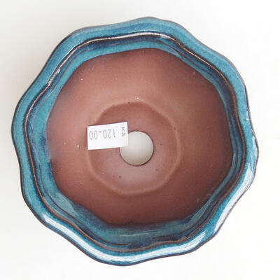 Bonsaischale aus Keramik 10,5 x 10,5 x 5 cm, Farbe Blau - 3