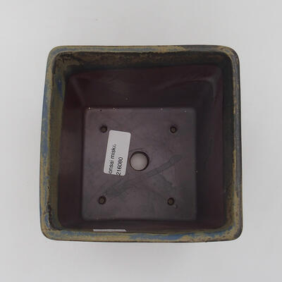 Bonsaischale aus Keramik 13 x 13 x 13,5 cm, Farbe braun-blau - 3
