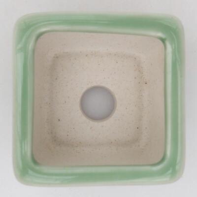 Keramik-Bonsaischale 6 x 6 x 3,5 cm, Farbe grün - 3