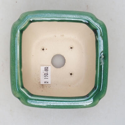 Bonsaischale aus Keramik 10 x 10 x 6 cm, Farbe grün - 3