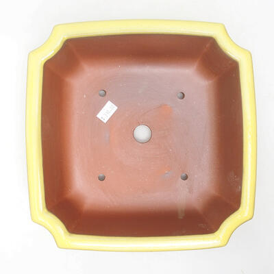 Bonsaischale aus Keramik 21,5 x 21,5 x 6,5 cm, Farbe gelb - 3