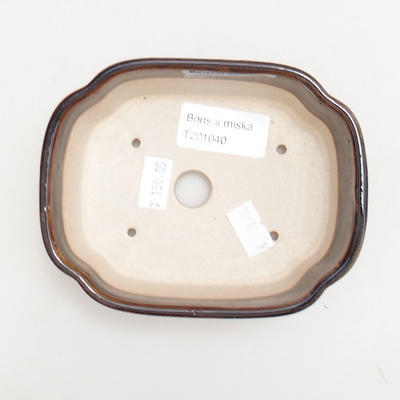 Keramische Bonsai-Schale 12 x 9,5 x 4 cm, Farbe braun-grün - 3